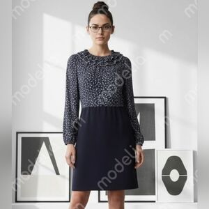 Modest floral blouse top slit skirt dress ruffled collar